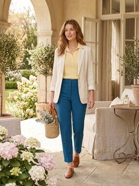 ​H&M Royal Blue Slim Cropped Ankle Pants Trousers Cobalt EUC Size 6